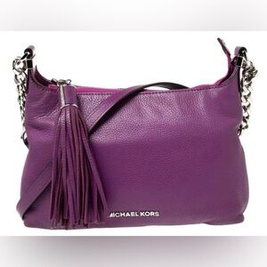 Michael Kors Magenta Purple Leather Tassel Crossbody Bag